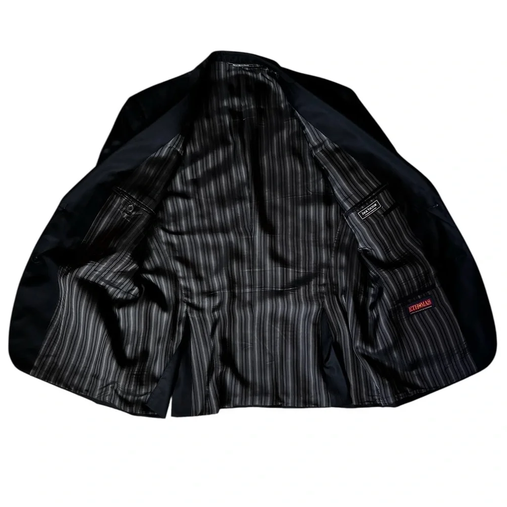 Jack Victor E Thomas Bespoke 45R Black Wool/Cashmere 2 Button Suit Jacket